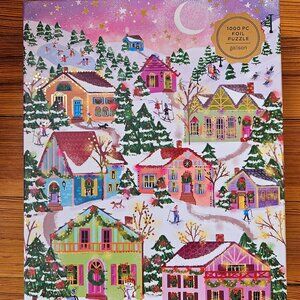 Galison Joy Laforme Snowcap Village 1000 Piece Foil Puzzle